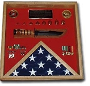 flag and a knife display case, american flag case, american flag and a knife display case